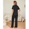 image:imageEkouaer Womens Pajama Sets Button Down Pjs Lounge Sets 2 Piece Short Sleeve Sleepwear Soft Comfy LoungewearBlack