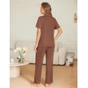 image:imageEkouaer Womens Pajama Sets Button Down Pjs Lounge Sets 2 Piece Short Sleeve Sleepwear Soft Comfy LoungewearBrown