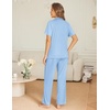 image:imageEkouaer Womens Pajama Sets Button Down Pjs Lounge Sets 2 Piece Short Sleeve Sleepwear Soft Comfy LoungewearCool Blue