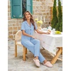 image:imageEkouaer Womens Pajama Sets Button Down Pjs Lounge Sets 2 Piece Short Sleeve Sleepwear Soft Comfy LoungewearCool Blue