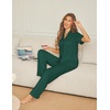 image:imageEkouaer Womens Pajama Sets Button Down Pjs Lounge Sets 2 Piece Short Sleeve Sleepwear Soft Comfy LoungewearDark Green