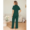 image:imageEkouaer Womens Pajama Sets Button Down Pjs Lounge Sets 2 Piece Short Sleeve Sleepwear Soft Comfy LoungewearDark Green