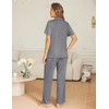 image:imageEkouaer Womens Pajama Sets Button Down Pjs Lounge Sets 2 Piece Short Sleeve Sleepwear Soft Comfy LoungewearGrey