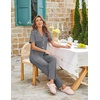 image:imageEkouaer Womens Pajama Sets Button Down Pjs Lounge Sets 2 Piece Short Sleeve Sleepwear Soft Comfy LoungewearGrey