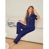 image:imageEkouaer Womens Pajama Sets Button Down Pjs Lounge Sets 2 Piece Short Sleeve Sleepwear Soft Comfy LoungewearNavy Blue
