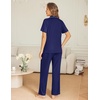 image:imageEkouaer Womens Pajama Sets Button Down Pjs Lounge Sets 2 Piece Short Sleeve Sleepwear Soft Comfy LoungewearNavy Blue