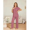 image:imageEkouaer Womens Pajama Sets Button Down Pjs Lounge Sets 2 Piece Short Sleeve Sleepwear Soft Comfy LoungewearOld Rose