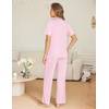 image:imageEkouaer Womens Pajama Sets Button Down Pjs Lounge Sets 2 Piece Short Sleeve Sleepwear Soft Comfy LoungewearPink