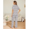 image:imageEkouaer Womens Pajama Sets Button Down Pjs Lounge Sets 2 Piece Short Sleeve Sleepwear Soft Comfy LoungewearPink and White Leopard