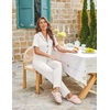 image:imageEkouaer Womens Pajama Sets Button Down Pjs Lounge Sets 2 Piece Short Sleeve Sleepwear Soft Comfy LoungewearWhite