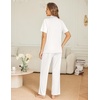 image:imageEkouaer Womens Pajama Sets Button Down Pjs Lounge Sets 2 Piece Short Sleeve Sleepwear Soft Comfy LoungewearWhite