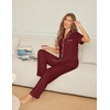 image:imageEkouaer Womens Pajama Sets Button Down Pjs Lounge Sets 2 Piece Short Sleeve Sleepwear Soft Comfy LoungewearWine Red