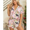 image:imageEkouaer Womens Pajama Sets Button Down Short Sleeve Top and Shorts Cute Ruffled Pjs Sets SleepwearAnimal and Plant World