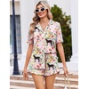 image:imageEkouaer Womens Pajama Sets Button Down Short Sleeve Top and Shorts Cute Ruffled Pjs Sets SleepwearAnimal and Plant World