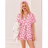 image:imageEkouaer Womens Pajama Sets Button Down Short Sleeve Top and Shorts Cute Ruffled Pjs Sets SleepwearCherry