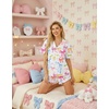 image:imageEkouaer Womens Pajama Sets Button Down Short Sleeve Top and Shorts Cute Ruffled Pjs Sets SleepwearColorful Bow