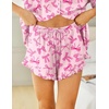 image:imageEkouaer Womens Pajama Sets Button Down Short Sleeve Top and Shorts Cute Ruffled Pjs Sets SleepwearPink Bow