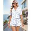 image:imageEkouaer Womens Pajama Sets Button Down Short Sleeve Top and Shorts Cute Ruffled Pjs Sets SleepwearShell World