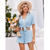 image:imageEkouaer Womens Pajama Sets Button Down Short Sleeve Top and Shorts Cute Ruffled Pjs Sets SleepwearSky Blue