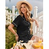 image:imageEkouaer Womens Pajama Sets Button Up Summer Pjs 2 Piece Short Sleeve Sleepwear Lounge Set SXXLBlack With Heart