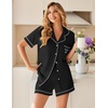 image:imageEkouaer Womens Pajama Sets Button Up Summer Pjs 2 Piece Short Sleeve Sleepwear Lounge Set SXXLBlack With Heart