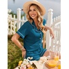 image:imageEkouaer Womens Pajama Sets Button Up Summer Pjs 2 Piece Short Sleeve Sleepwear Lounge Set SXXLBlue