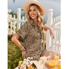 image:imageEkouaer Womens Pajama Sets Button Up Summer Pjs 2 Piece Short Sleeve Sleepwear Lounge Set SXXLBrown Leopard