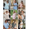 image:imageEkouaer Womens Pajama Sets Button Up Summer Pjs 2 Piece Short Sleeve Sleepwear Lounge Set SXXLGray Green