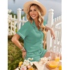 image:imageEkouaer Womens Pajama Sets Button Up Summer Pjs 2 Piece Short Sleeve Sleepwear Lounge Set SXXLGray Green
