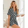 image:imageEkouaer Womens Pajama Sets Button Up Summer Pjs 2 Piece Short Sleeve Sleepwear Lounge Set SXXLGray With Star