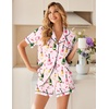 image:imageEkouaer Womens Pajama Sets Button Up Summer Pjs 2 Piece Short Sleeve Sleepwear Lounge Set SXXLPink Stripe