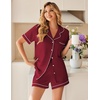 image:imageEkouaer Womens Pajama Sets Button Up Summer Pjs 2 Piece Short Sleeve Sleepwear Lounge Set SXXLWine