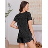 image:imageEkouaer Womens Pajama Sets Short Sleeve Sleepwear Soft Pjs Sets Round Neck Summer 2 Piece Lounge Set with Pockets SXXLBlack Leopard Print