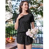 image:imageEkouaer Womens Pajama Sets Short Sleeve Sleepwear Soft Pjs Sets Round Neck Summer 2 Piece Lounge Set with Pockets SXXLBlack Leopard Print