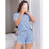 image:imageEkouaer Womens Pajama Sets Short Sleeve Sleepwear Soft Pjs Sets Round Neck Summer 2 Piece Lounge Set with Pockets SXXLBlue  Leaves