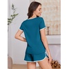 image:imageEkouaer Womens Pajama Sets Short Sleeve Sleepwear Soft Pjs Sets Round Neck Summer 2 Piece Lounge Set with Pockets SXXLBlue
