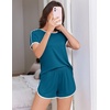 image:imageEkouaer Womens Pajama Sets Short Sleeve Sleepwear Soft Pjs Sets Round Neck Summer 2 Piece Lounge Set with Pockets SXXLBlue