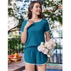 image:imageEkouaer Womens Pajama Sets Short Sleeve Sleepwear Soft Pjs Sets Round Neck Summer 2 Piece Lounge Set with Pockets SXXLBlue
