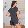 image:imageEkouaer Womens Pajama Sets Short Sleeve Sleepwear Soft Pjs Sets Round Neck Summer 2 Piece Lounge Set with Pockets SXXLDark Grey