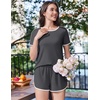image:imageEkouaer Womens Pajama Sets Short Sleeve Sleepwear Soft Pjs Sets Round Neck Summer 2 Piece Lounge Set with Pockets SXXLDark Grey