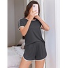 image:imageEkouaer Womens Pajama Sets Short Sleeve Sleepwear Soft Pjs Sets Round Neck Summer 2 Piece Lounge Set with Pockets SXXLDark Grey