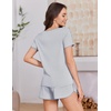 image:imageEkouaer Womens Pajama Sets Short Sleeve Sleepwear Soft Pjs Sets Round Neck Summer 2 Piece Lounge Set with Pockets SXXLGrey Stripe