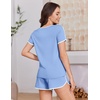 image:imageEkouaer Womens Pajama Sets Short Sleeve Sleepwear Soft Pjs Sets Round Neck Summer 2 Piece Lounge Set with Pockets SXXLLight Blue