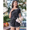 image:imageEkouaer Womens Pajama Sets Short Sleeve Sleepwear Soft Pjs Sets Round Neck Summer 2 Piece Lounge Set with Pockets SXXLMoon and Star