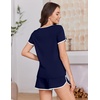 image:imageEkouaer Womens Pajama Sets Short Sleeve Sleepwear Soft Pjs Sets Round Neck Summer 2 Piece Lounge Set with Pockets SXXLNavy Blue