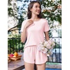 image:imageEkouaer Womens Pajama Sets Short Sleeve Sleepwear Soft Pjs Sets Round Neck Summer 2 Piece Lounge Set with Pockets SXXLPink Stripe