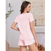 image:imageEkouaer Womens Pajama Sets Short Sleeve Sleepwear Soft Pjs Sets Round Neck Summer 2 Piece Lounge Set with Pockets SXXLPink Stripe