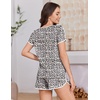 image:imageEkouaer Womens Pajama Sets Short Sleeve Sleepwear Soft Pjs Sets Round Neck Summer 2 Piece Lounge Set with Pockets SXXLWhite Leopard