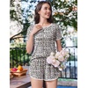 image:imageEkouaer Womens Pajama Sets Short Sleeve Sleepwear Soft Pjs Sets Round Neck Summer 2 Piece Lounge Set with Pockets SXXLWhite Leopard