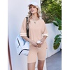 image:imageEkouaer Womens Pajamas 2 Piece Lounge Set Casual Oversized Short Sleeve Tops Biker Shorts Set Comfy Pjs Outfits SXXLBeige